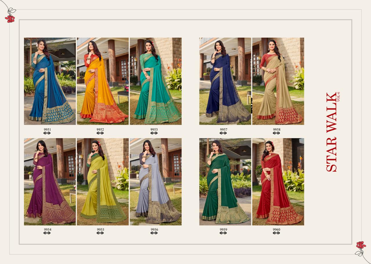 Starwalk vol 6 Designer Printed Vichitra Silk Party wear Saree Collectins